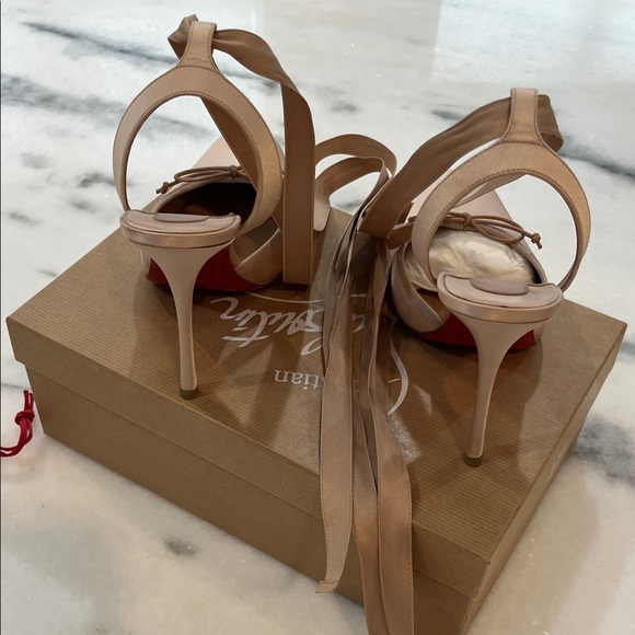 Christian Louboutin Satin Nude Heels size 38 - Picture 3 of 4
